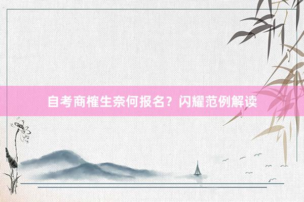 自考商榷生奈何报名？闪耀范例解读